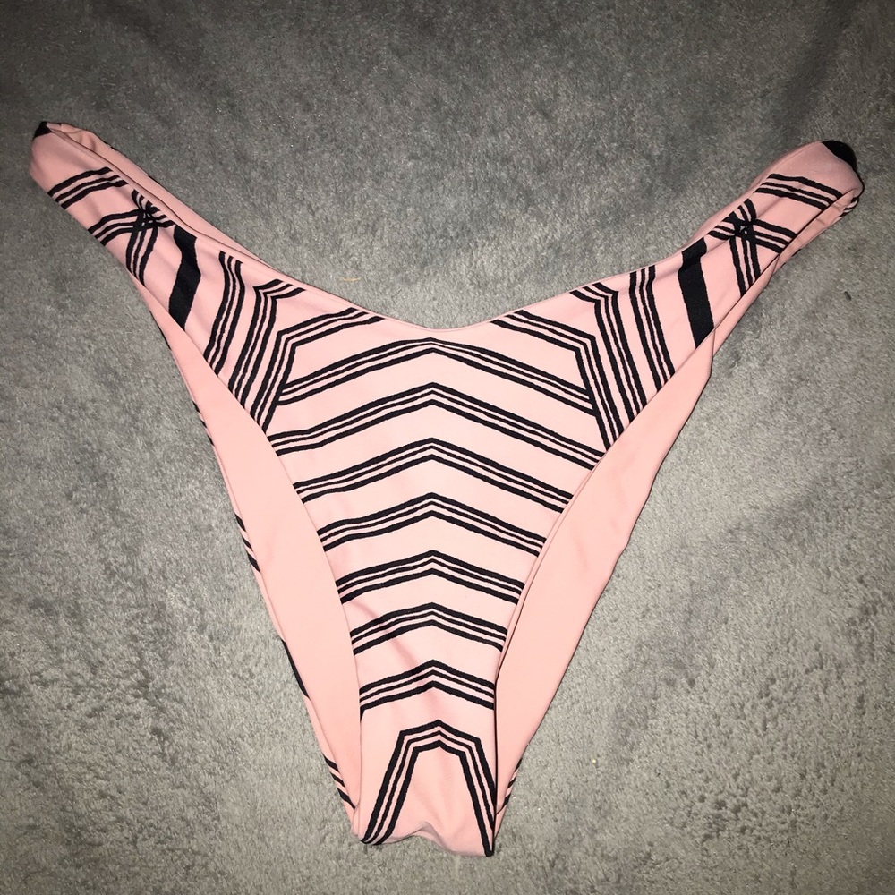 Striped high leg bikini bottoms